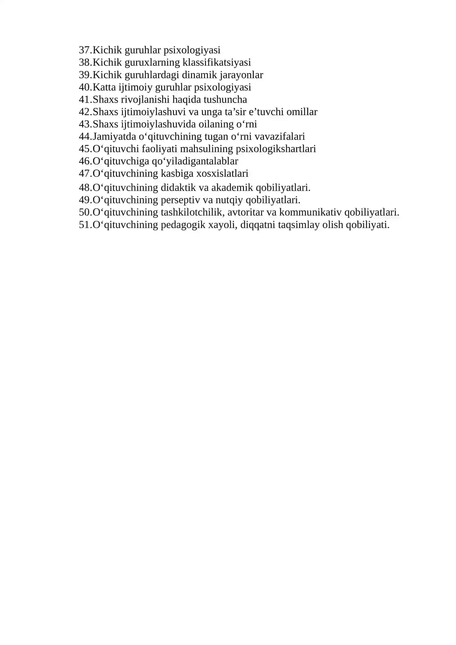 Umumiy psixologiya fanidan YAKUNIY nazorat savollari 2