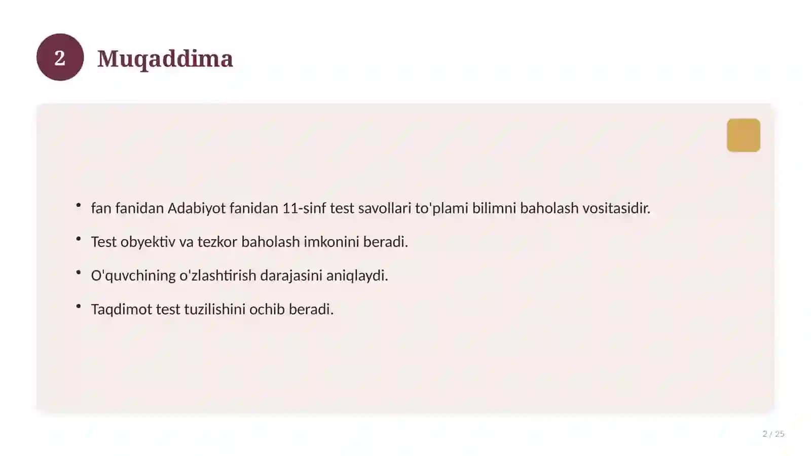 Adabiyot fanidan 11-sinf test savollari to'plami 2