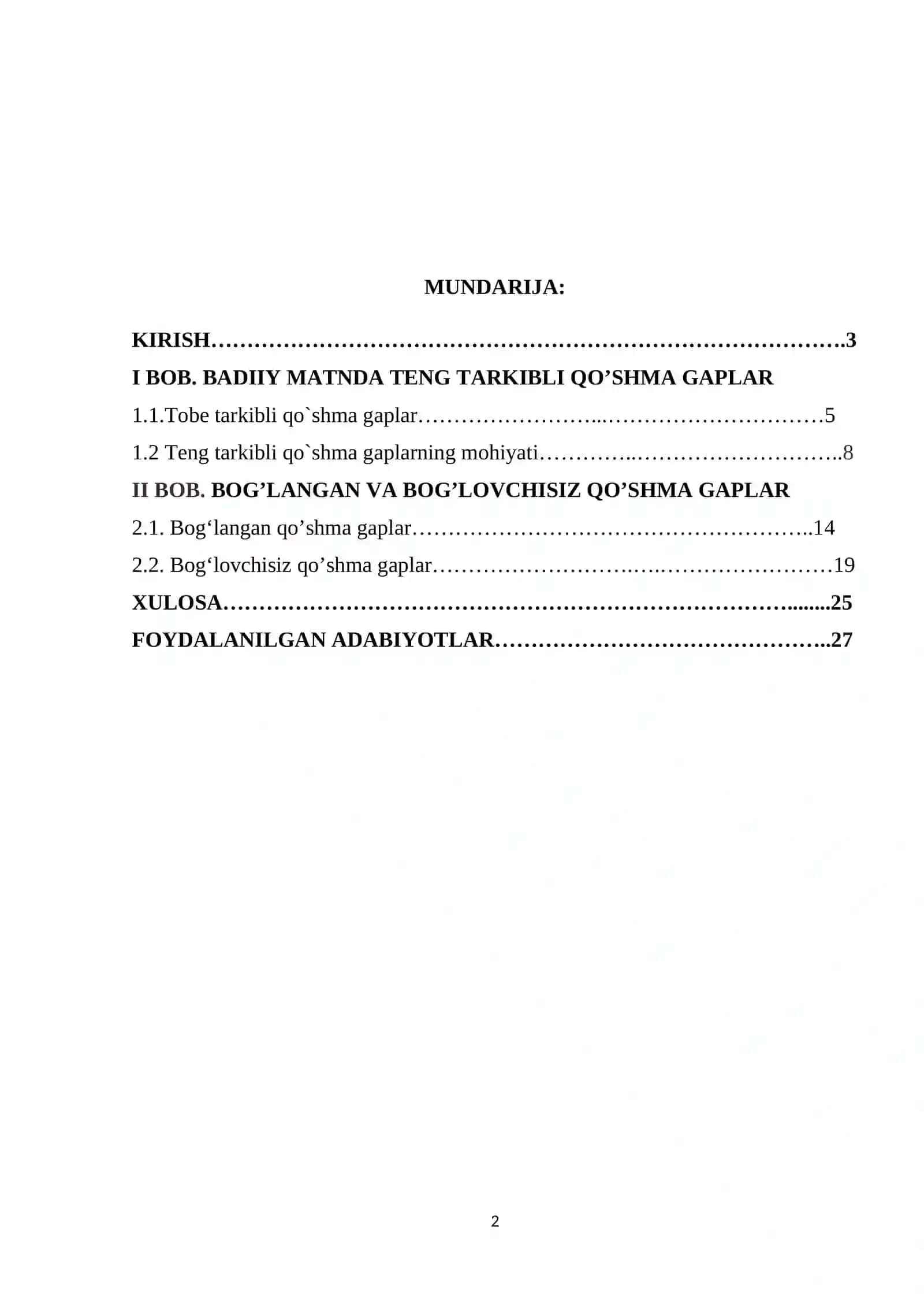 “Badiiy matnda teng tarkibli qo’shma gaplar” 2