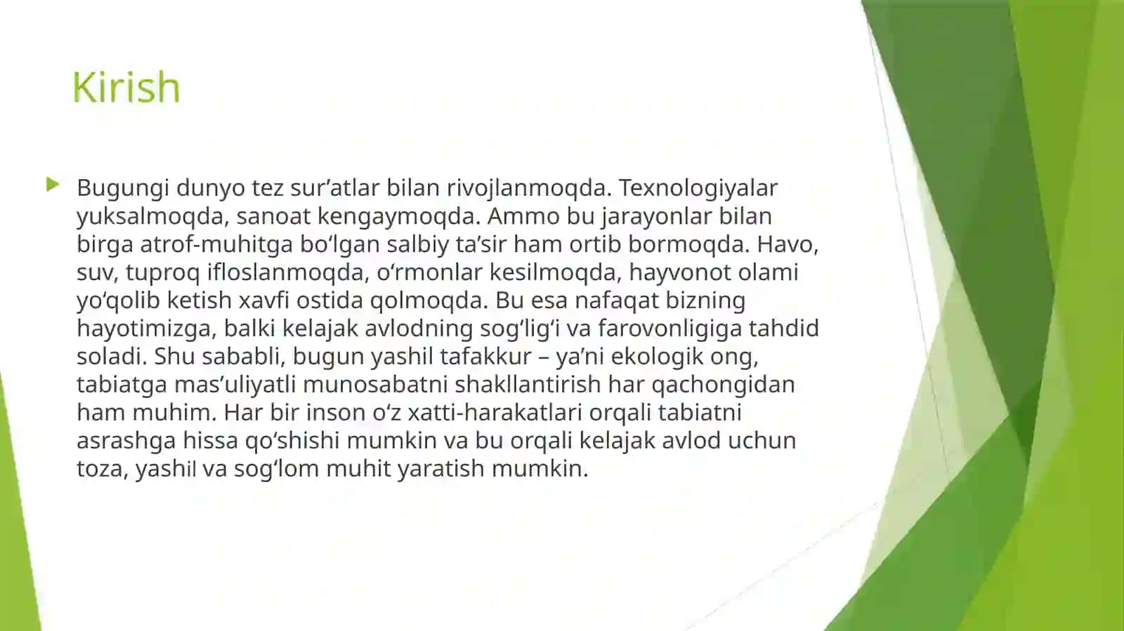 Yashil tafakkur – kelajak avlod uchun masʼuliyat 2