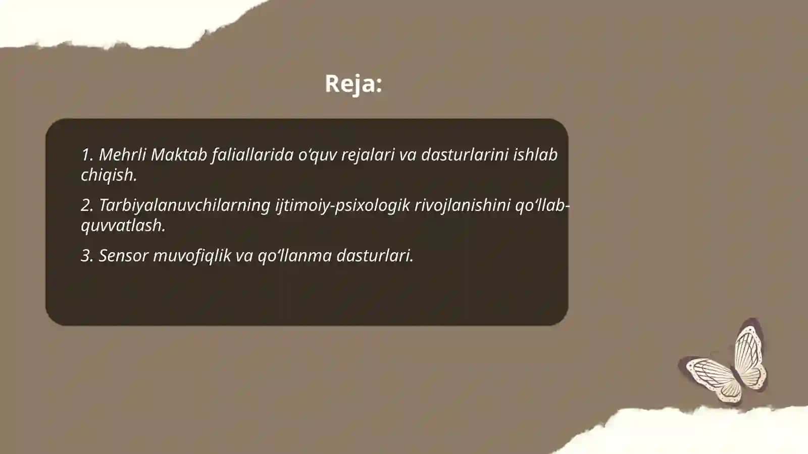 Mehrli Maktabning har bir tashkil etadigan fiallari uchun talim tarbiyalarini ishlab chiqish 2