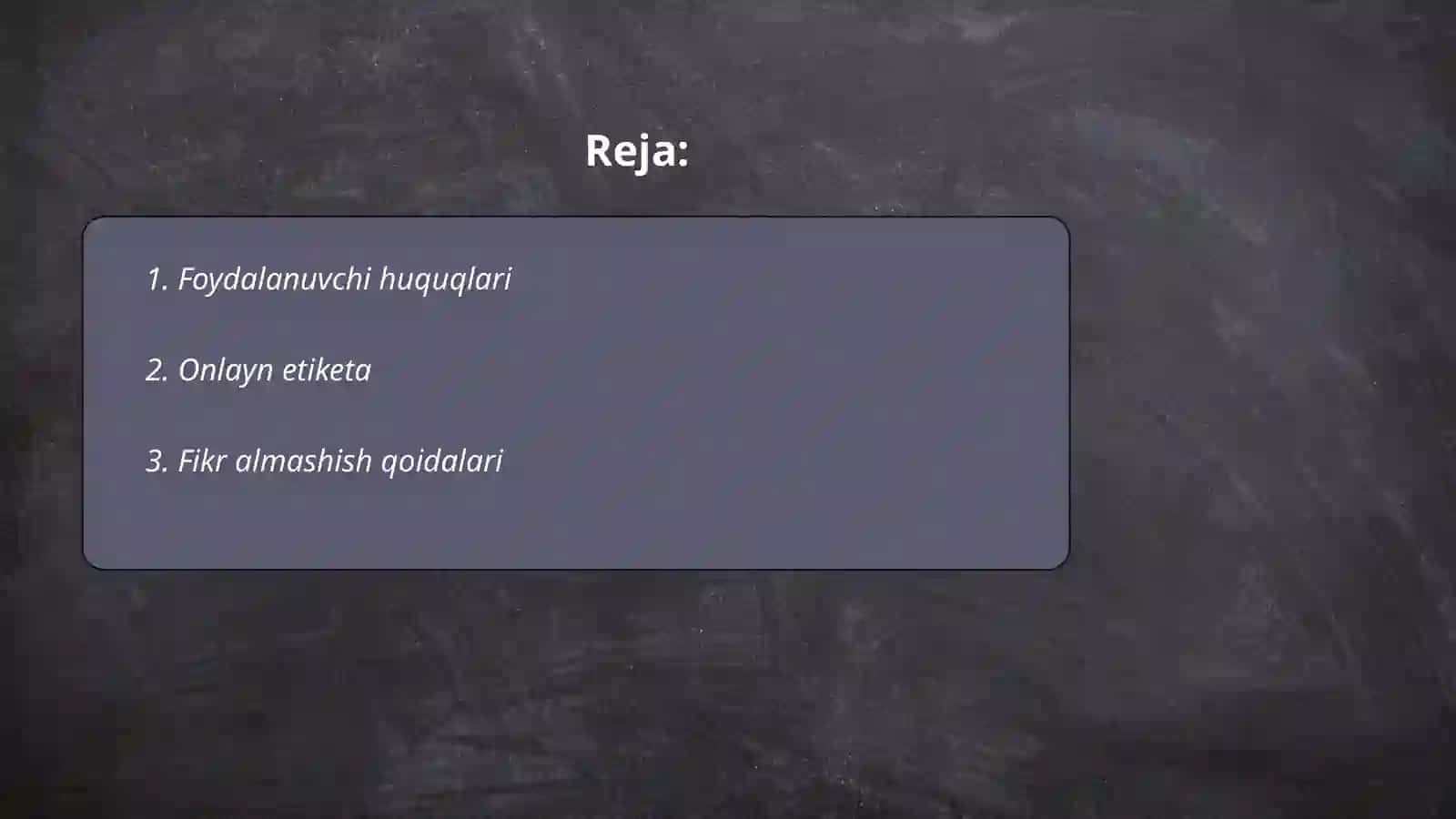 Foydalanuvchilararo Muloqot Madanyati 2
