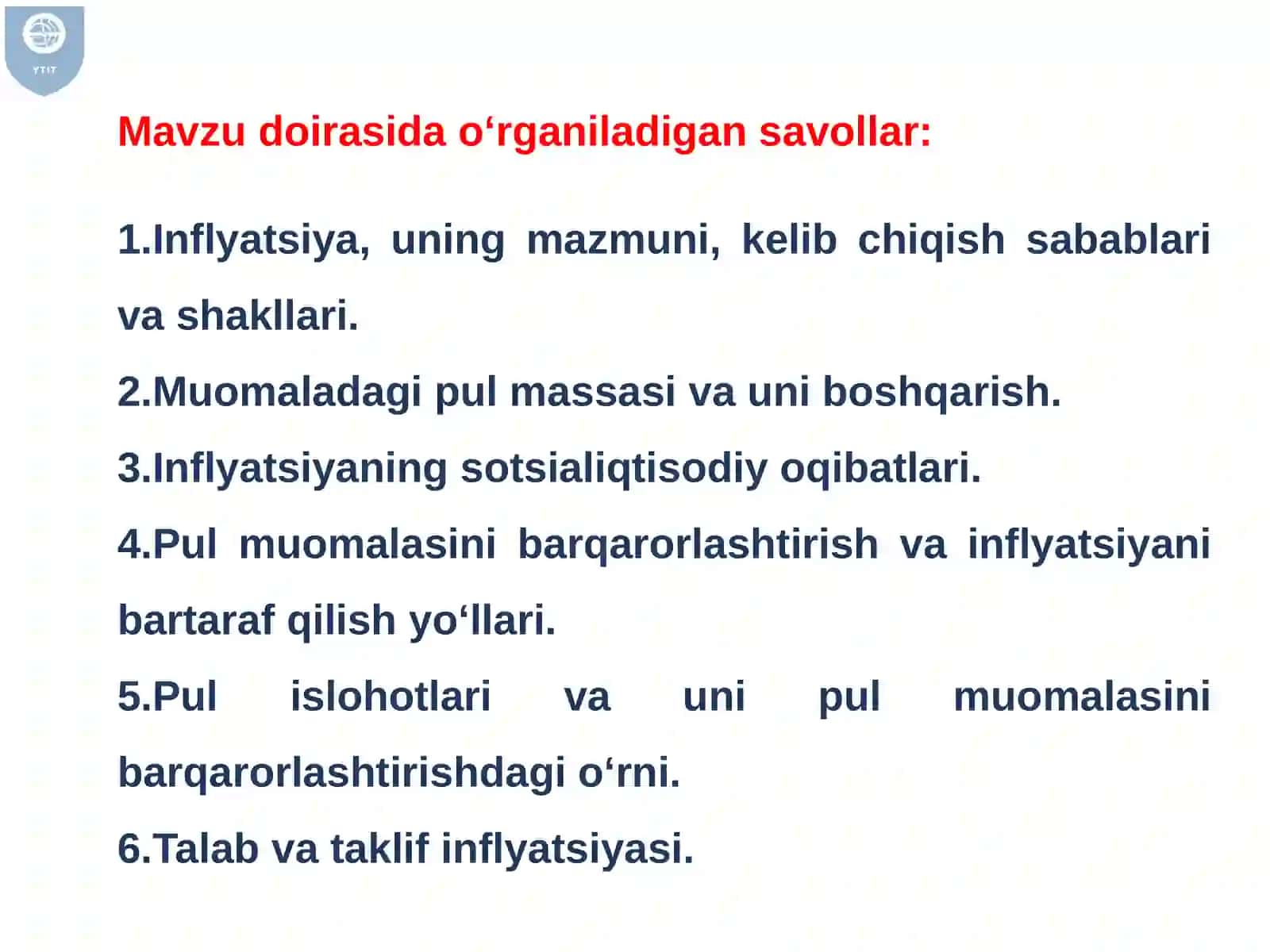 Inflyatsiyava uning turlari 2