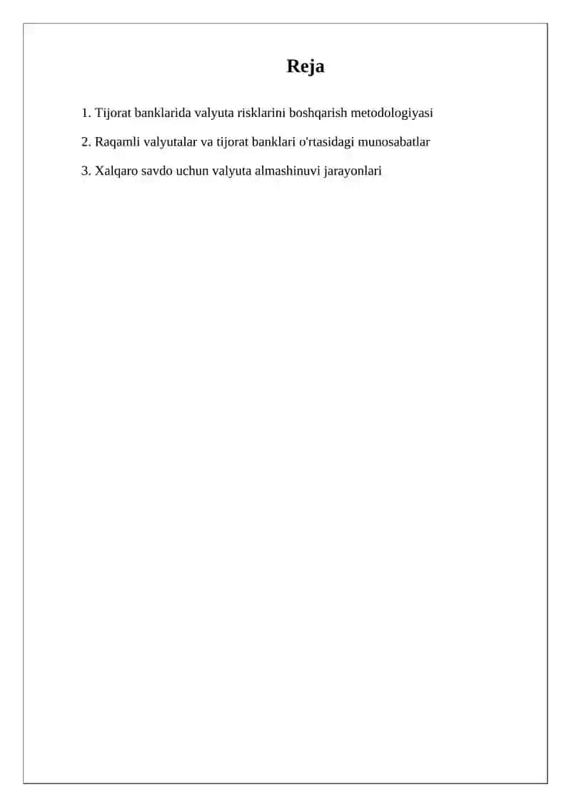 Tijorat banklarining valyuta operatsiyalari 2