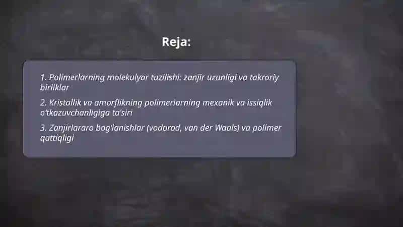 Polimer moddalar va ularning tuzilishi 2
