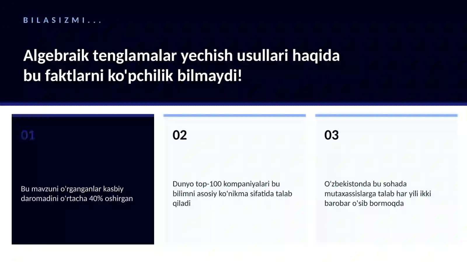Algebraik tenglamalar yechish usullari 2