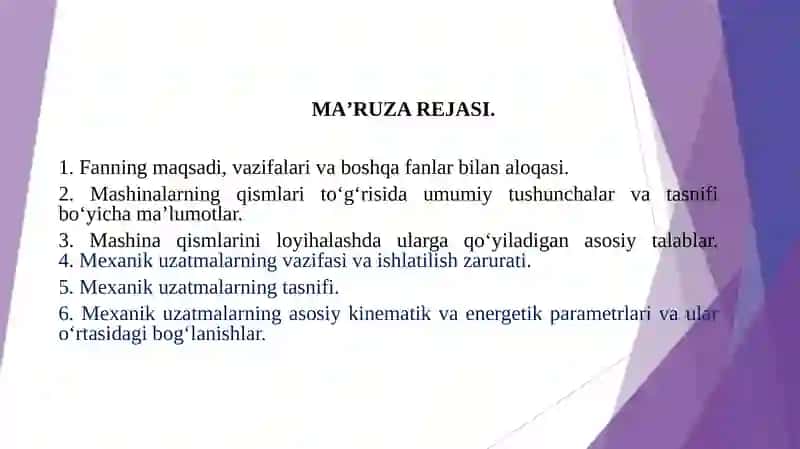 Mexanik uzatmalar va asboblari 2