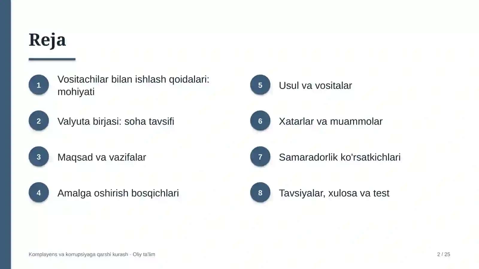 valyuta birjasida vositachilar bilan ishlash qoidalarini belgilash 9844 2