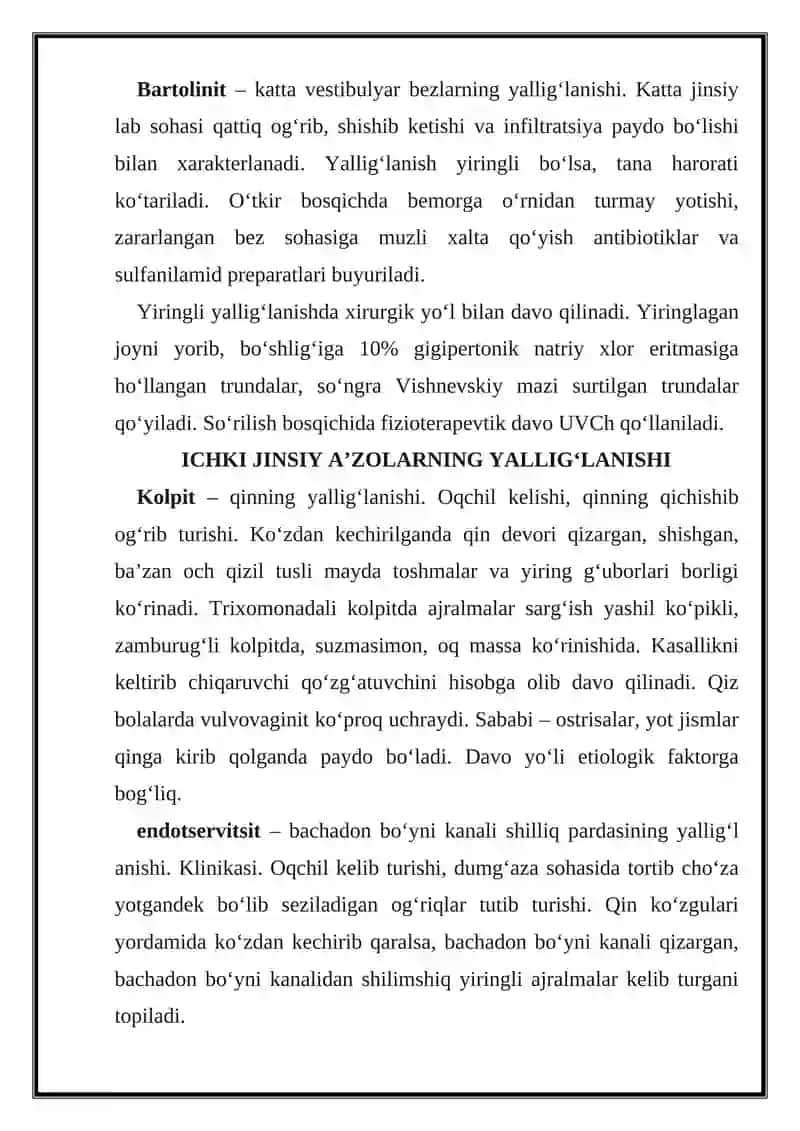 Vulvitni davolash usullari 2