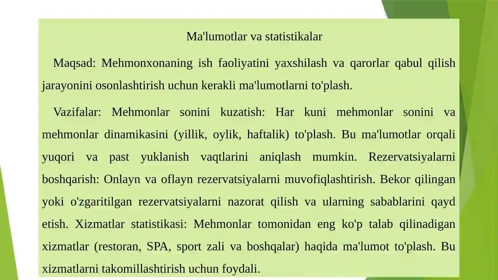 Ma'lumotlar va statistikalar 2