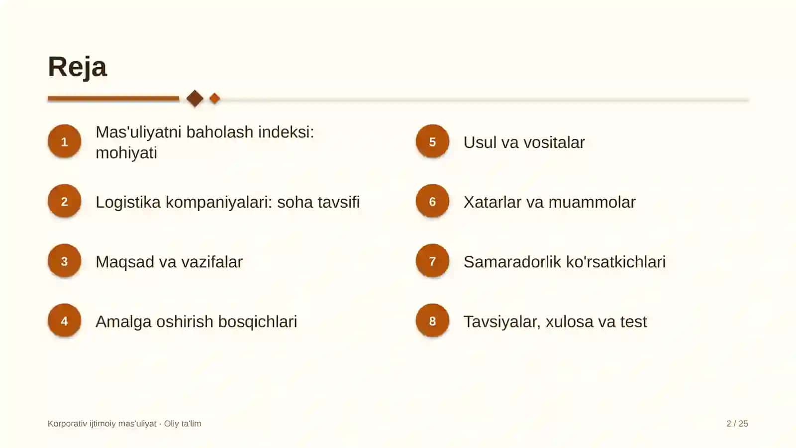 Logistika kompaniyalarida ijtimoiy mas'uliyatni baholash indeksini joriy etish 2