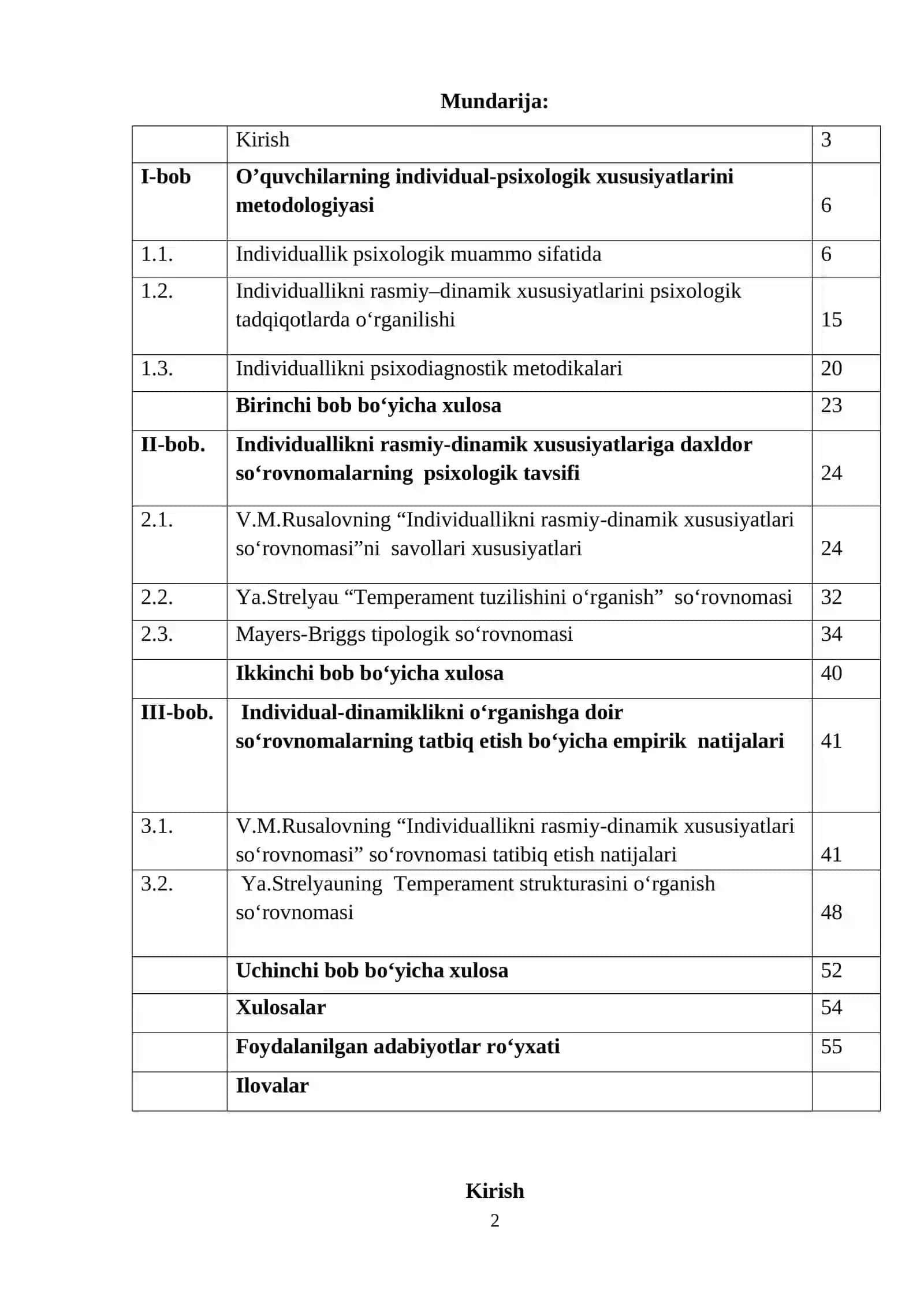 O'quvchilarning individual psixologik xususiyatlari psixodiagnostikasi temperamenti va xarakteri 2