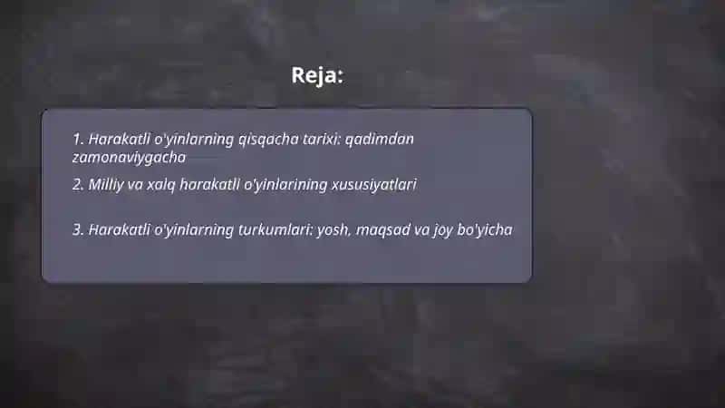 Harakatli O'yinlar Tarixi 2
