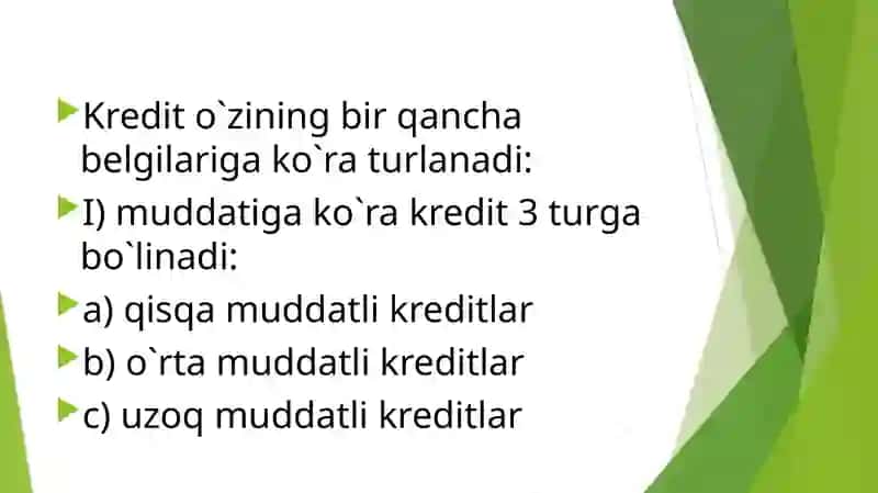 kredit turlari va shakllari 2