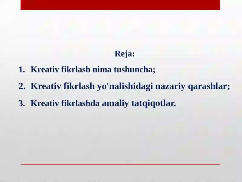 Kreativ fikrlash 2