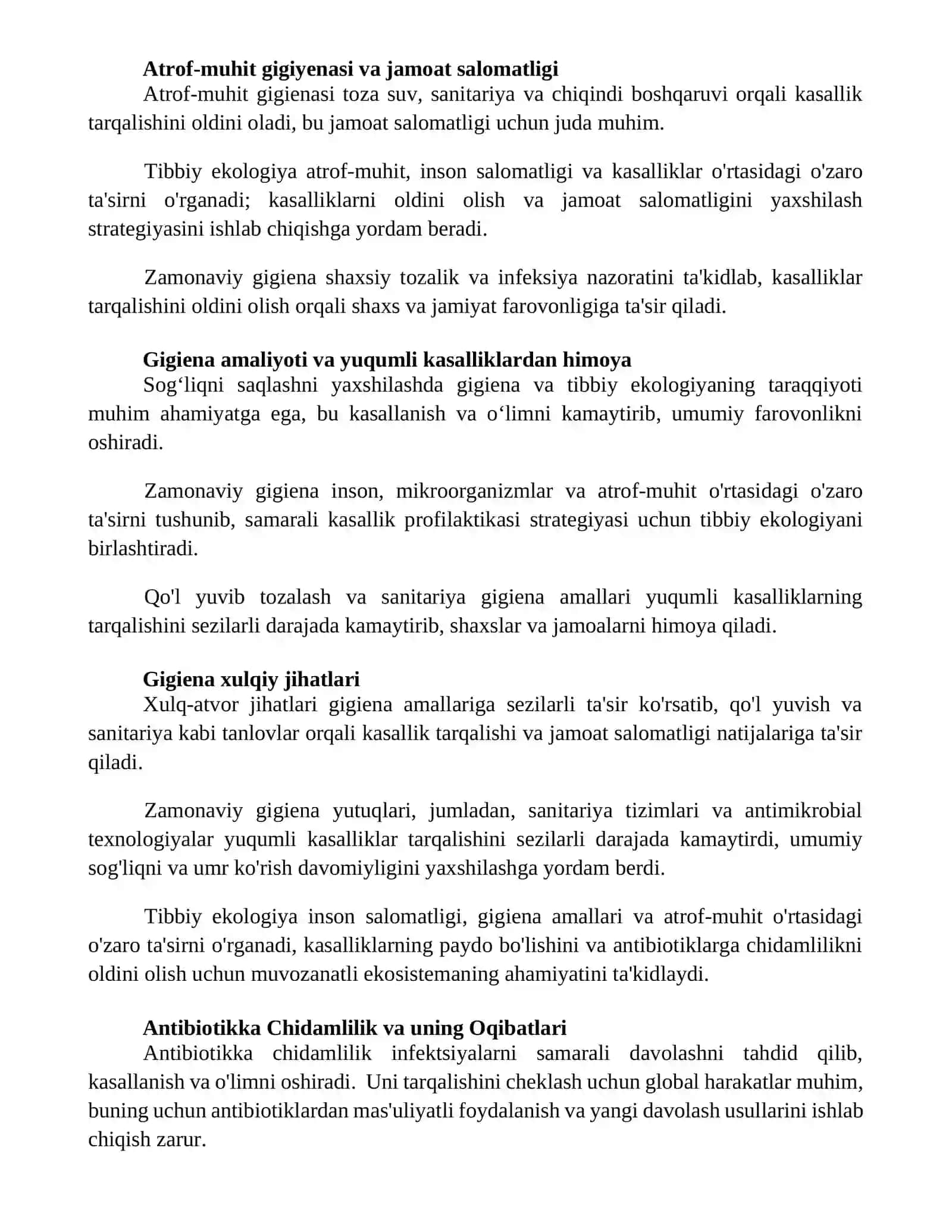 Zamonaviy gigiyena va tibbiy ekologiya, ularning o'rni 2