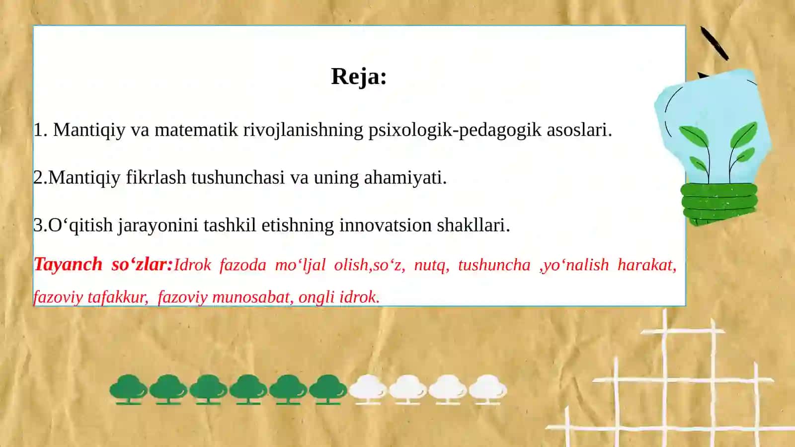 Maktabgacha yoshdagi bolalarni mantiqiy va matematik rivojlantirish va o‘qitishning zamonaviy texnologiyalari 2