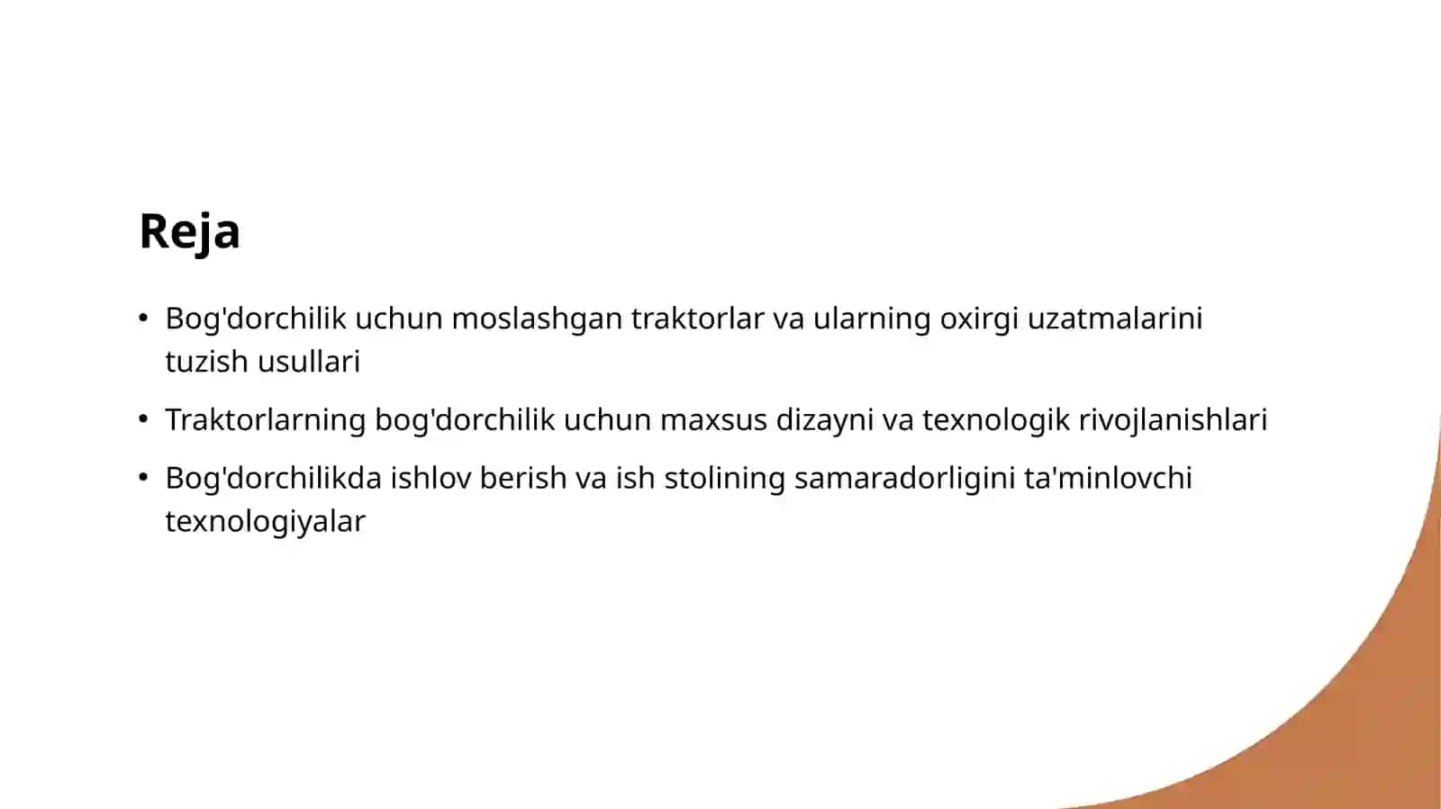 Bog'dorchilik uchun moslashgan traktorning oxirgi uzatmasing  tasnifi 2