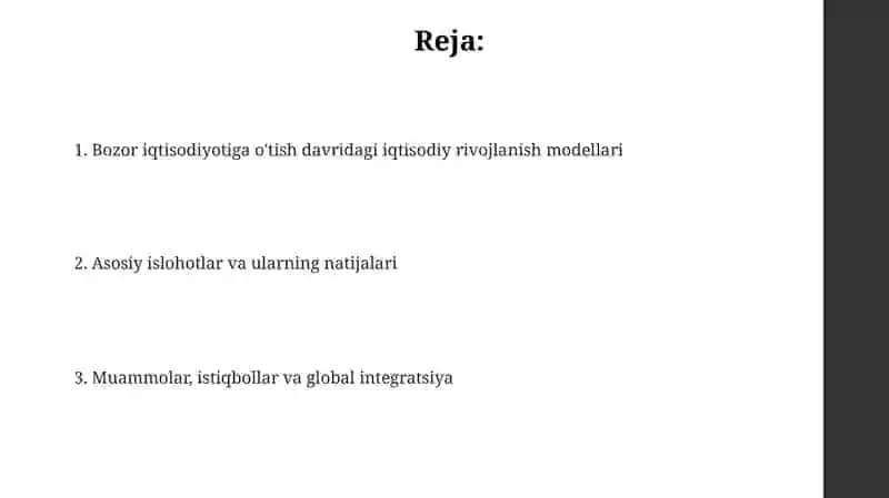 Bozor iqtisodiyotiga o' tayotgan davlatlarning iqtisodiy rivojlanish modellari 2