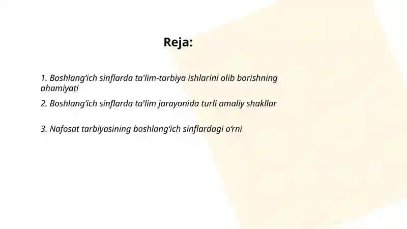 Boshlangich sinflarda talim – tarbiya ishlarini tashkil qilishning amaliy shakillari 2