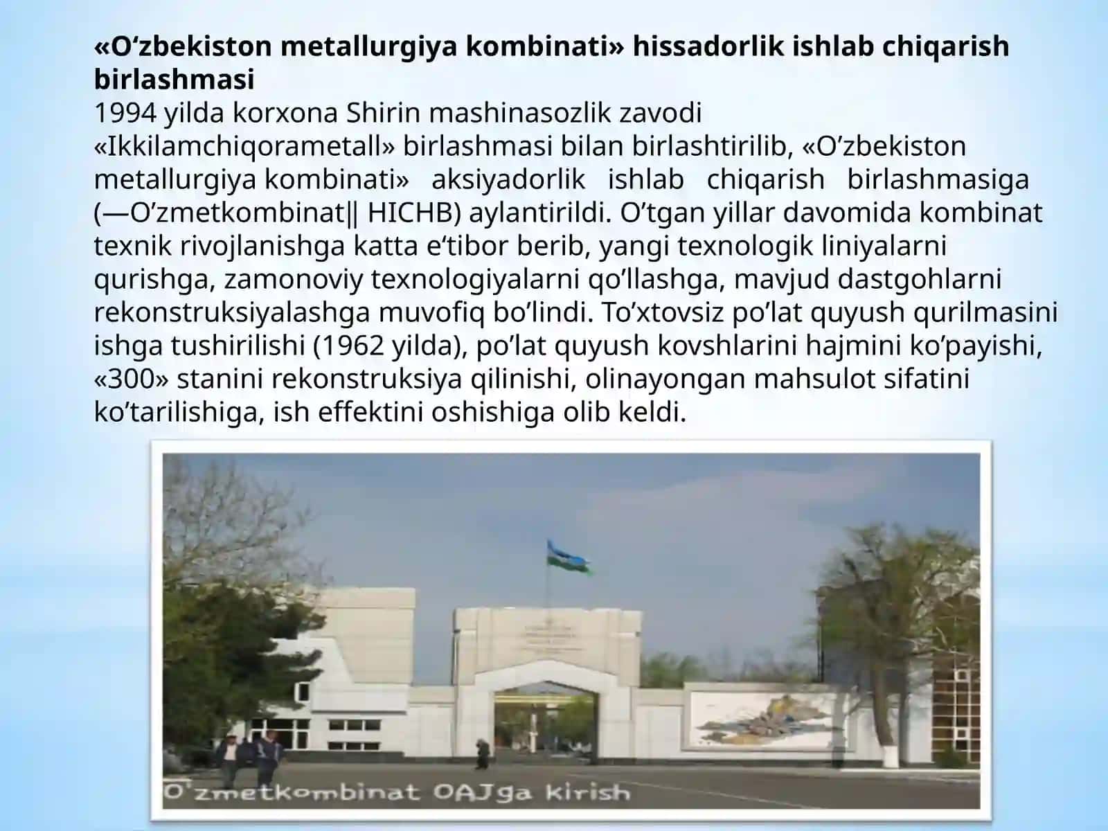 O‘zbekiston metall parchalari va chiqindilarini qayta ishlovchi Korxonalar 2