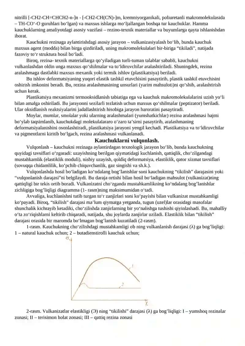 Kauchuklar va rezinalar 2
