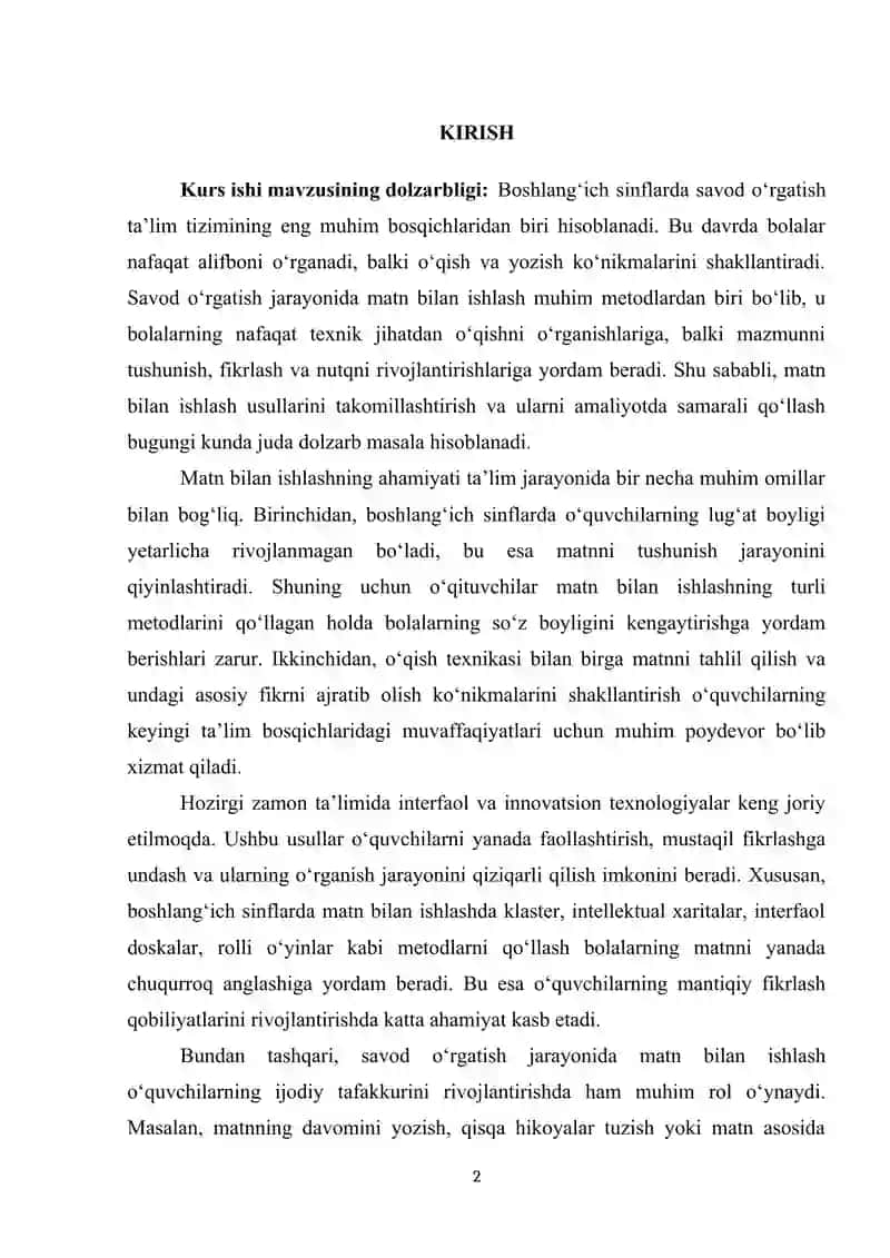 SAVOD O‘RGATISH DAVRIDA MATN USTIDA ISHLASH 2