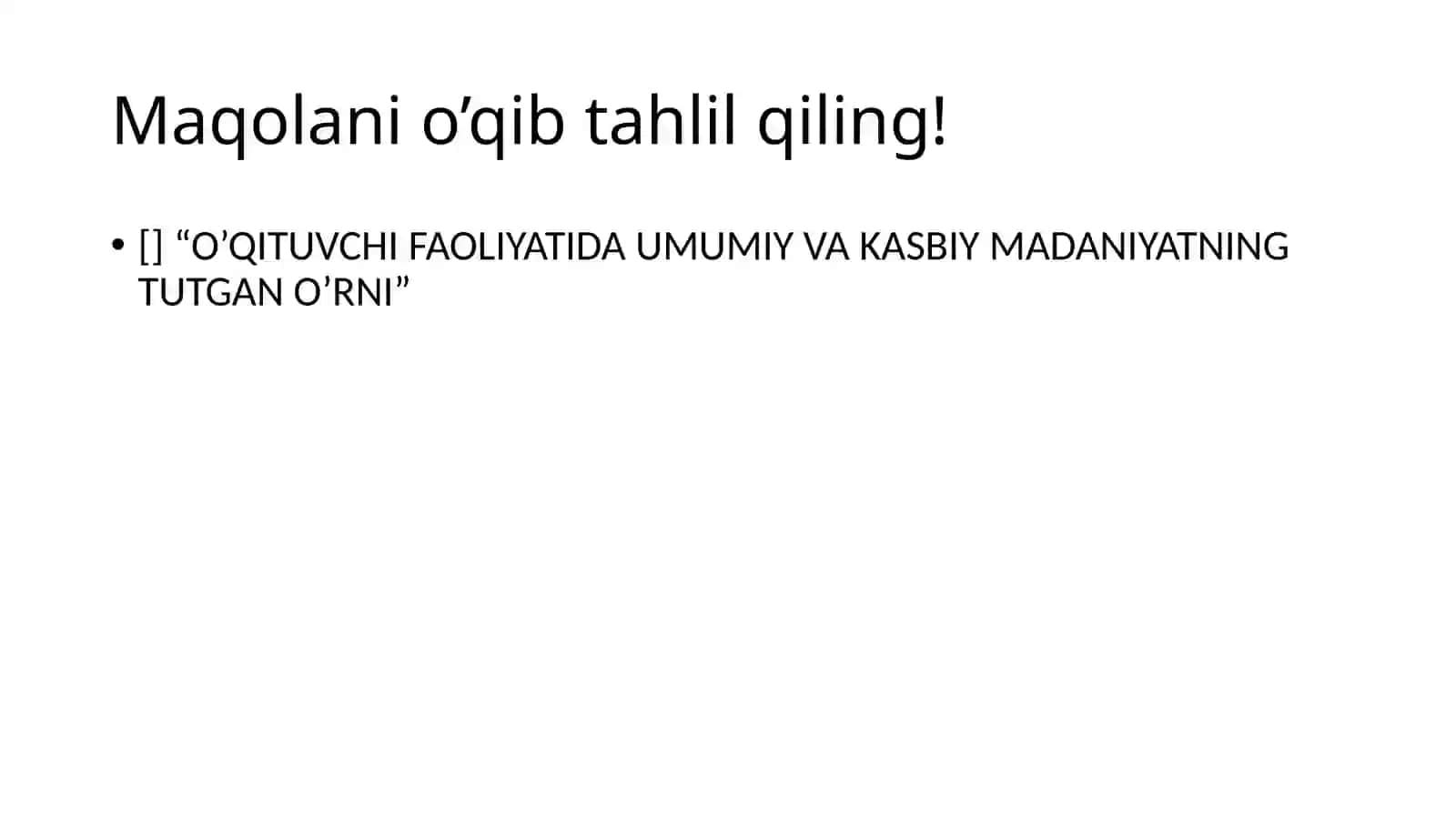 SeminarPedagogning Umumiy va Kasbiy Madaniyatirejasi 2