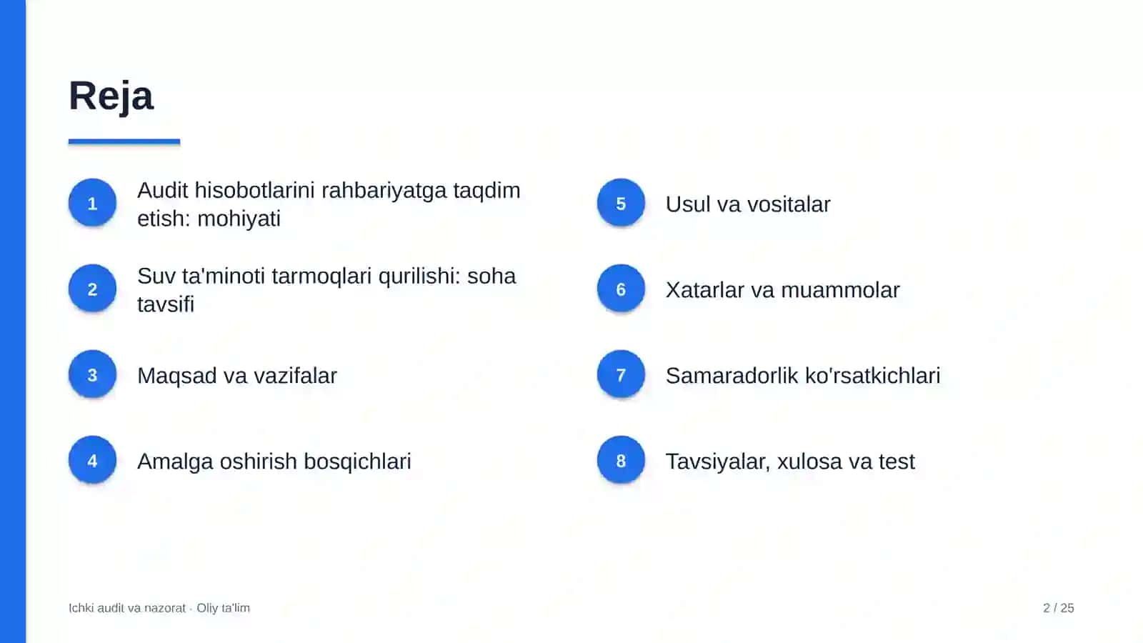 suv ta'minoti tarmoqlari qurilishida audit hisobotlarini rahbariyatga taqdim etish 3524 2