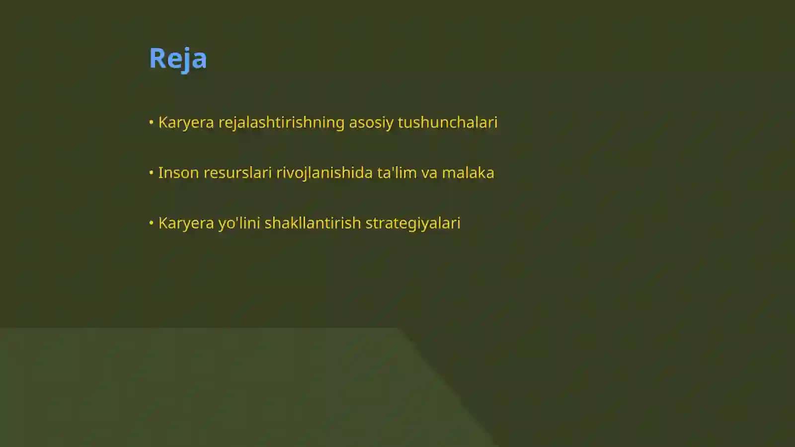 Karyera rejalashtirish va rivojlantirish 2