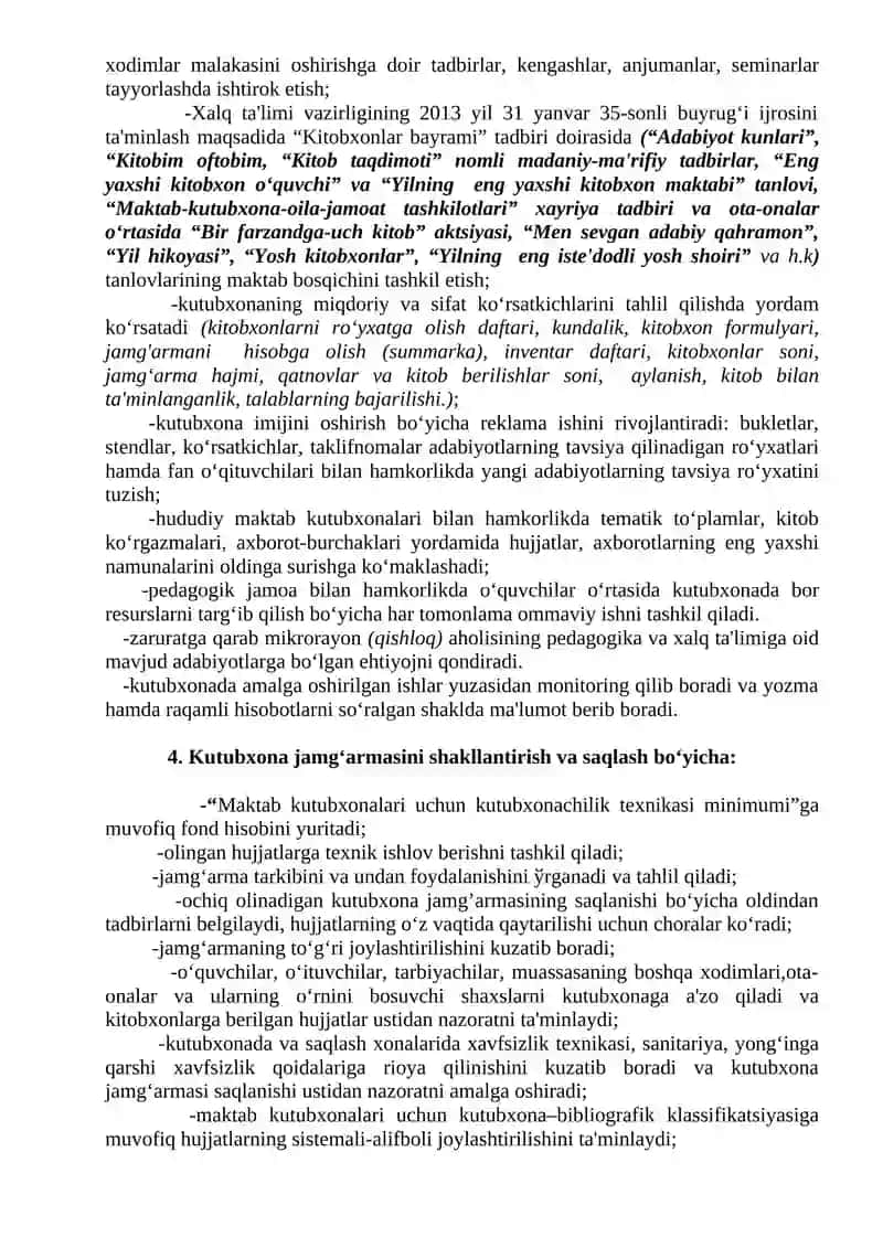 Umumta'lim muassasasi kutubxonachisining lavozimi 2