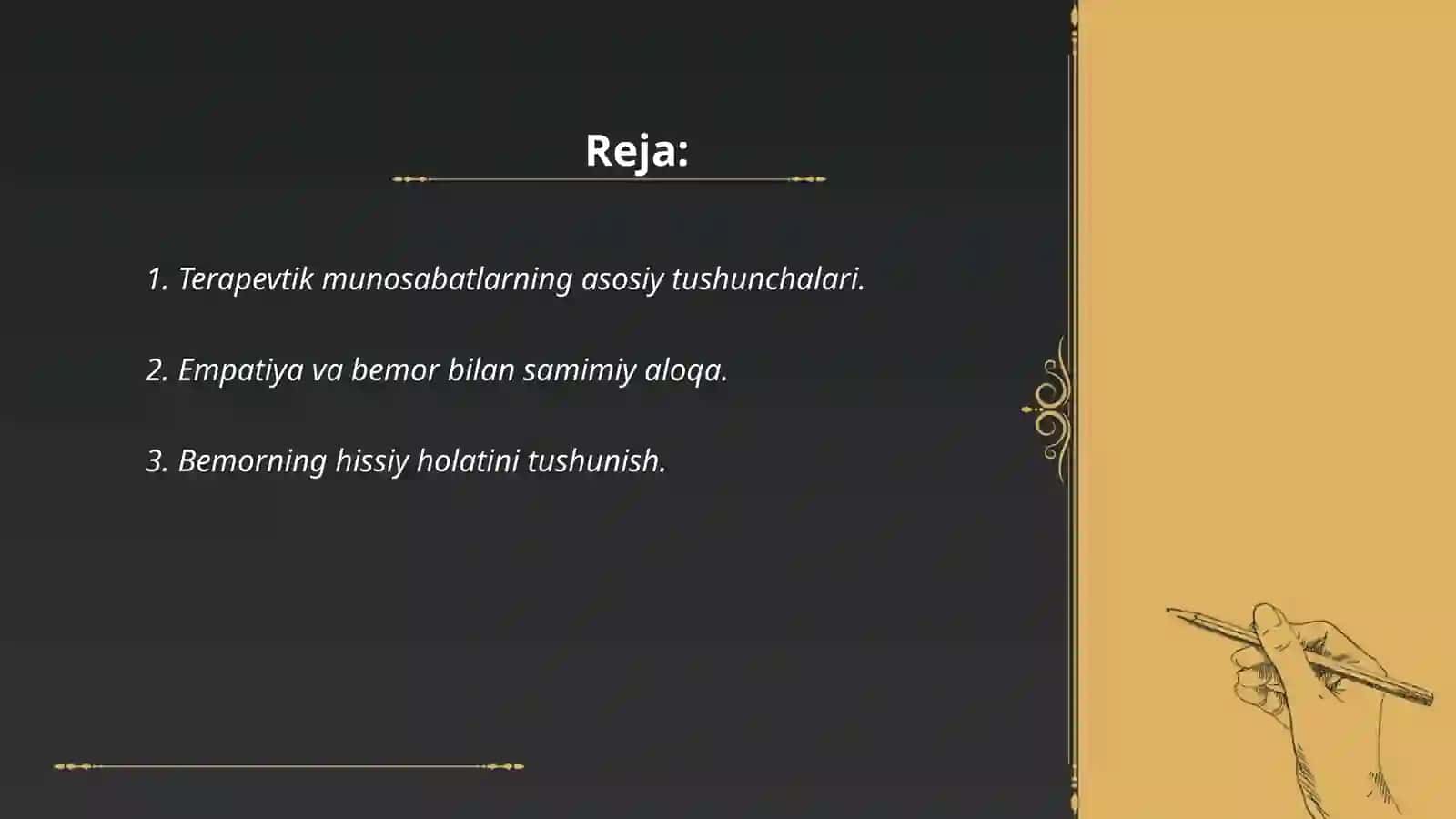 Terapeftik bemorlar bilan munosabatda bo'lish psixologiyasi 2