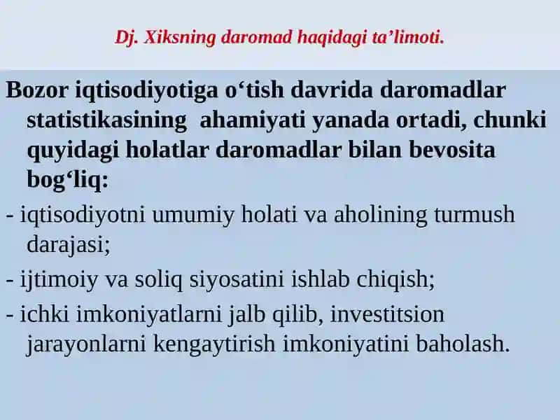 Milliy daromad va milliy hisoblar tizimidagi boshqa ko’rsatkichlari 2
