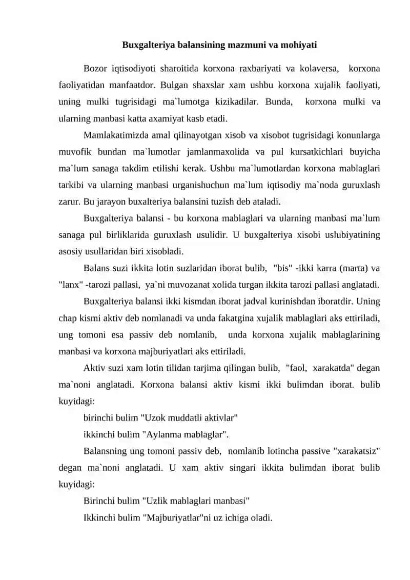 Buxgalteriya schyotlarining turkumlanishi 2