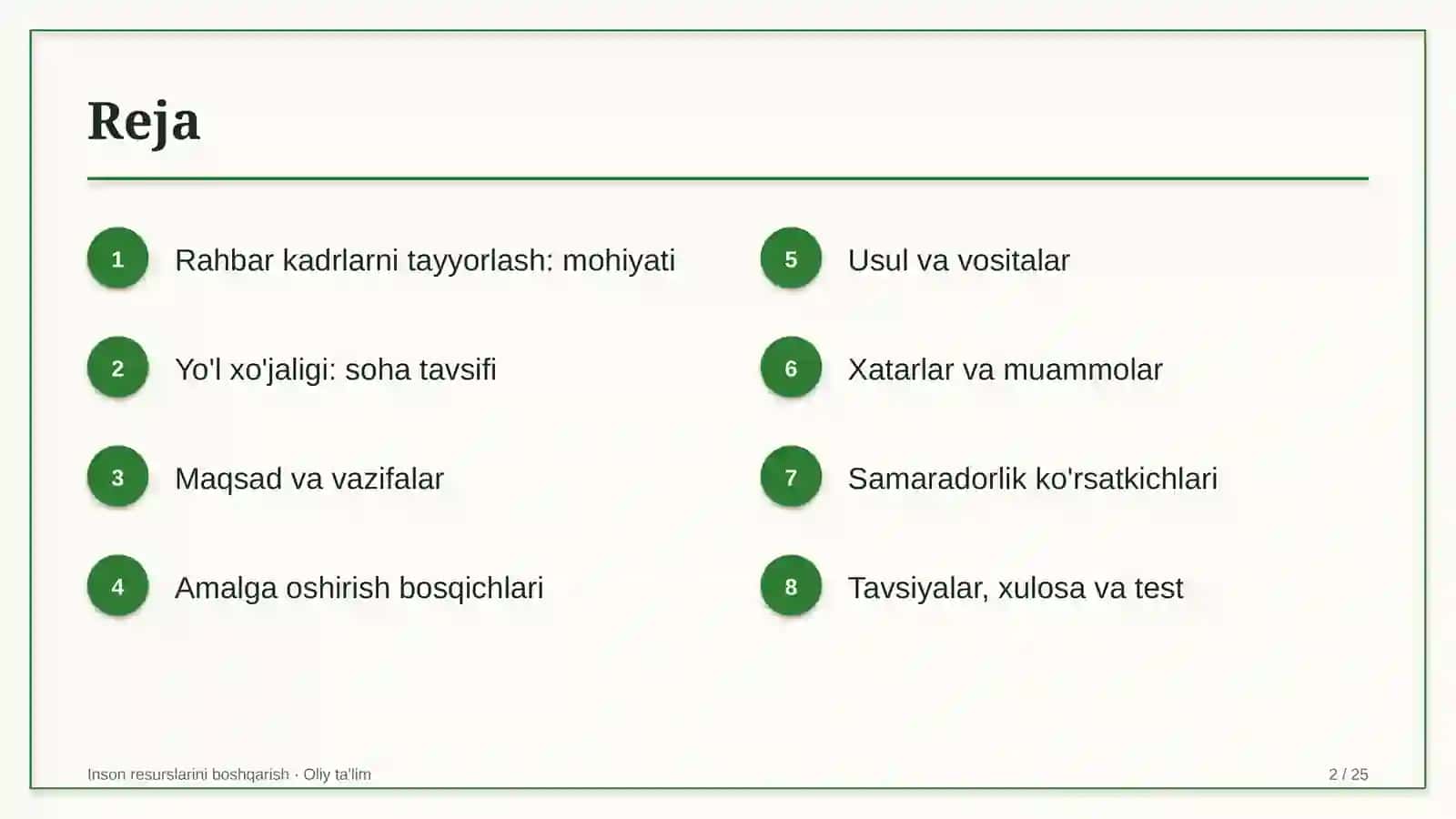 Yo'l xo'jaligida rahbar kadrlarni tayyorlash 2