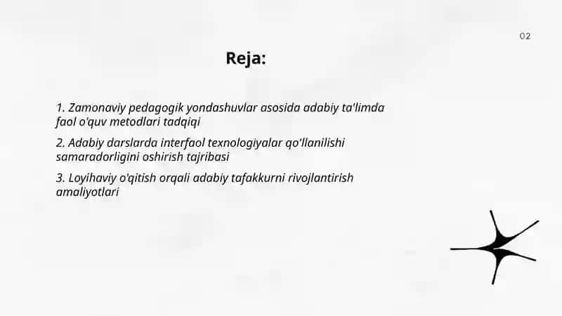 Zamonaviy pedagogik yondashuvlar asosida adabiy ta'limda faol o'quv metodlari tadqiqi 2
