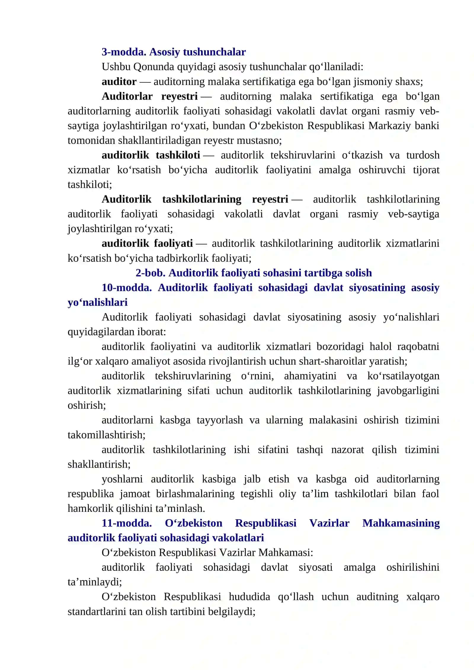 O‘zbekistonda auditorlik faoliyatini mehyoriy –huquqiy tartibga solish tizimi va uning elementlari 2