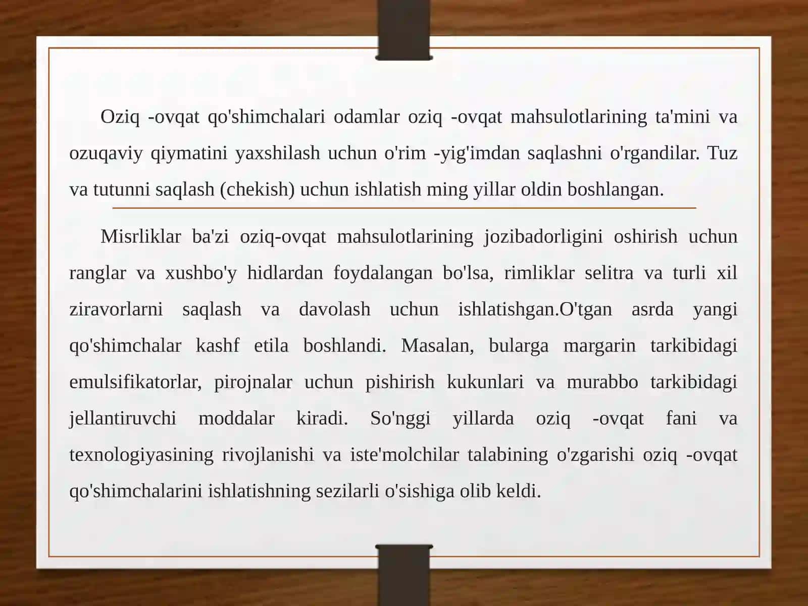 Oziq-ovqatda ishlatiladigan qo'shimchalar 2