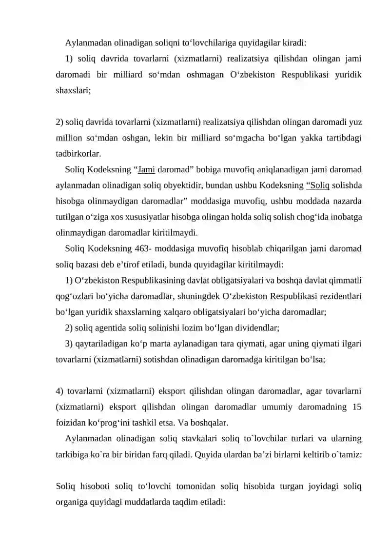 Aylanmadan olinadigan soliqni hisoblash va byudjetga to'lash tartibi 2