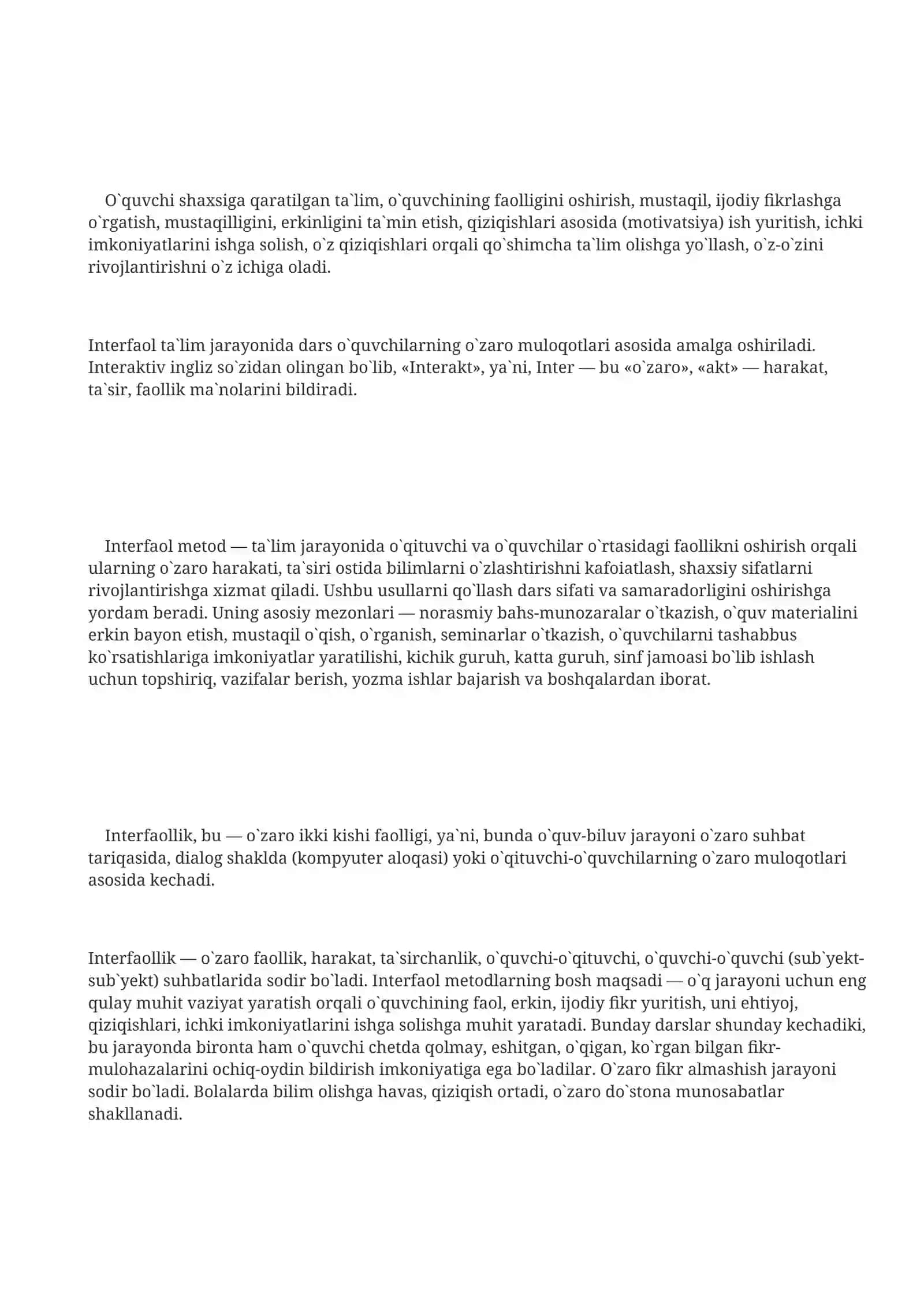 Boshlang'ich sinflarda interfaol ta'limning o'rni va ahamiyati 2