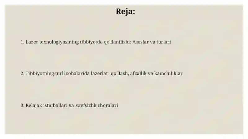 Lazer texnologiyasining tibbiyotdagi qo‘llanilishi 2