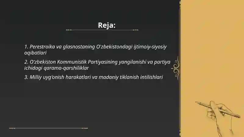 Mustaqillikka erishish arafasida O'zbekistondagi ijtimoiy siyosiy jarayonlar 2