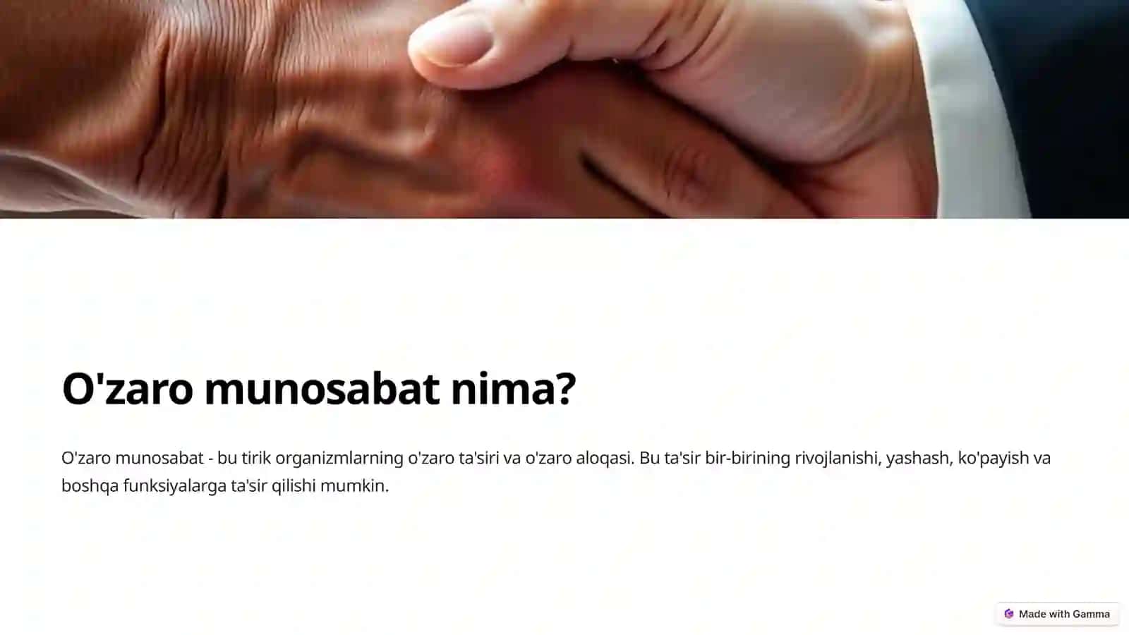 Tirik organizmning o'zaro munosabat shakillari 2