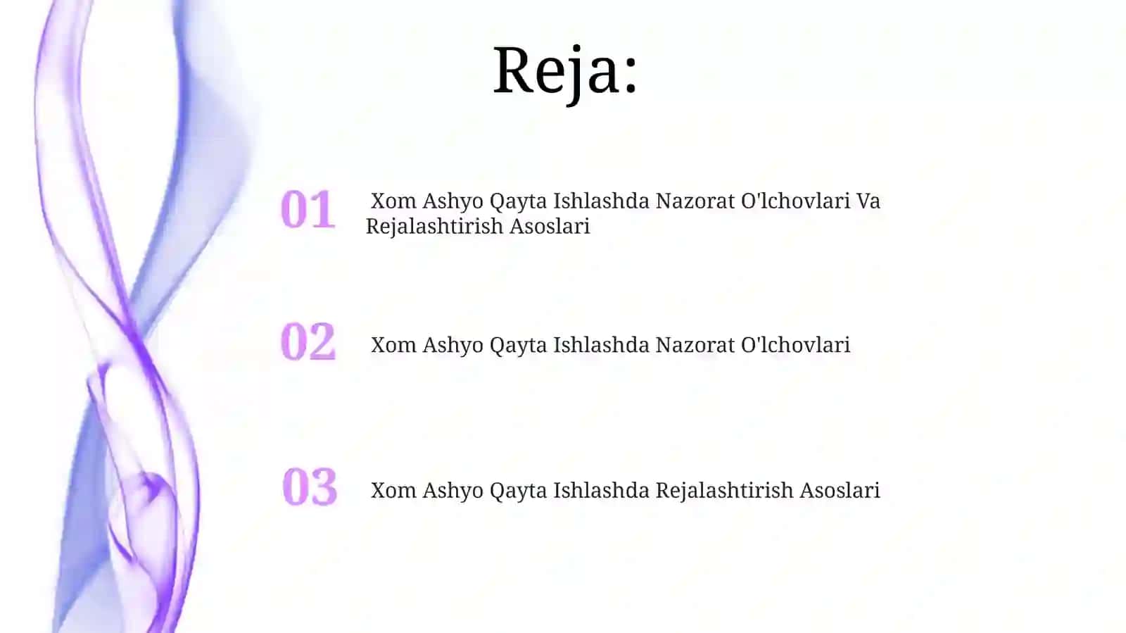 Xom Ashyo Qayta Ishlashda Nazorat O'lchovlari Va Rejalash Asoslari 2