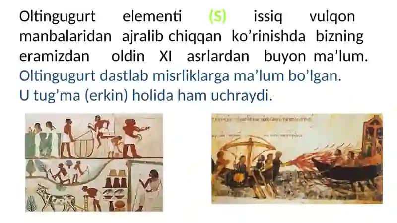 Oltingugurt va uning xossalari 2