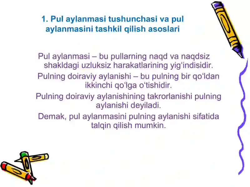 Pul aylanmasi va uning tarkibi 2