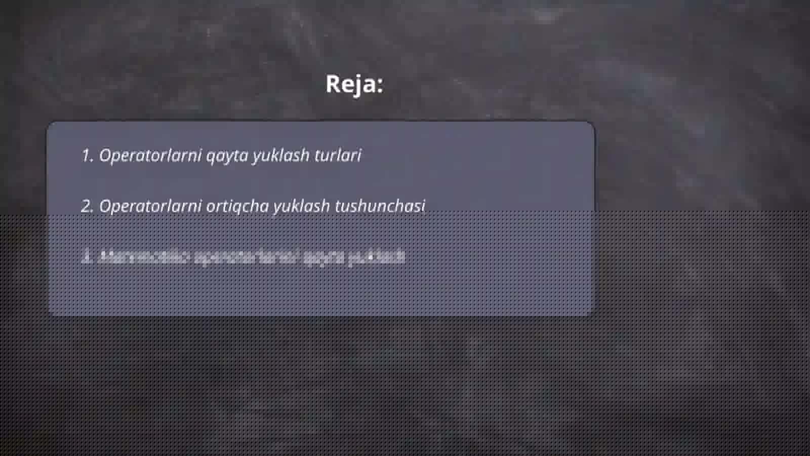 Operatorlarni qayta yuklash 2