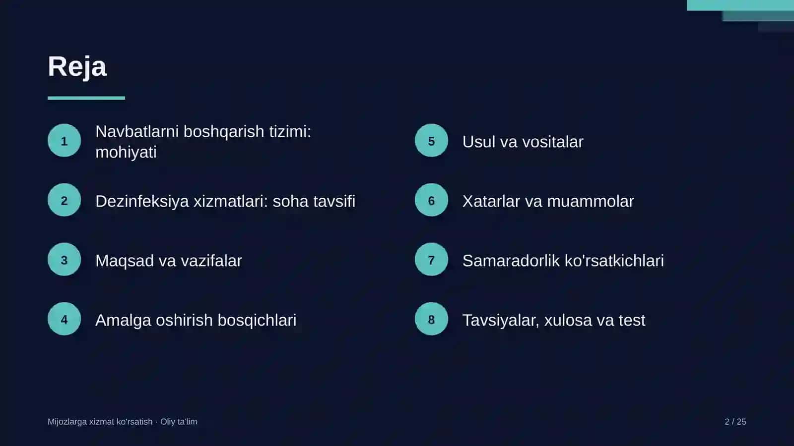 Dezinfeksiya xizmatlarida navbatlarni boshqarish tizimini joriy etish 2