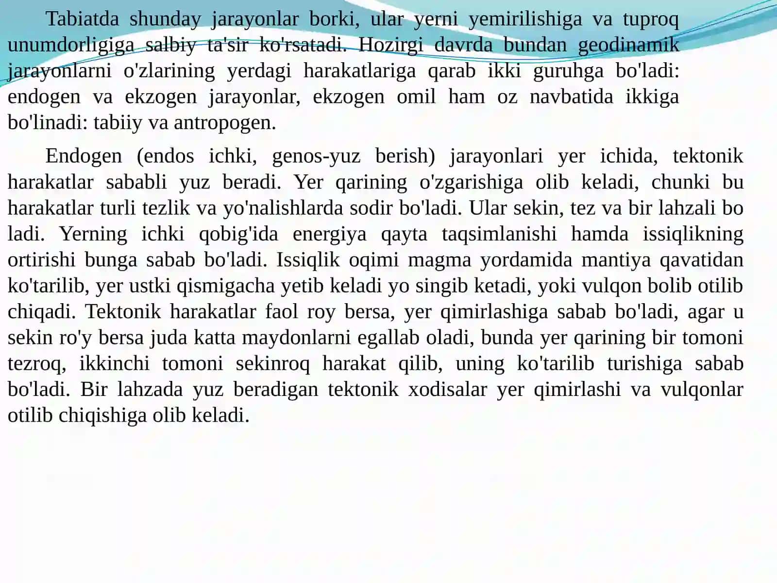 Tuproqning yemirilishiga va unumdorligiga salbiy ta'sir etuvchi tabiiy jarayonlar 2
