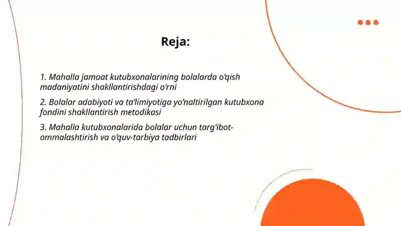 Mahallalarda tashkil etilgan jamoat kutubxonalarining bolalarga kutubxona xizmatlarini koʻrsatishdagi oʻrni va vazifalari 2